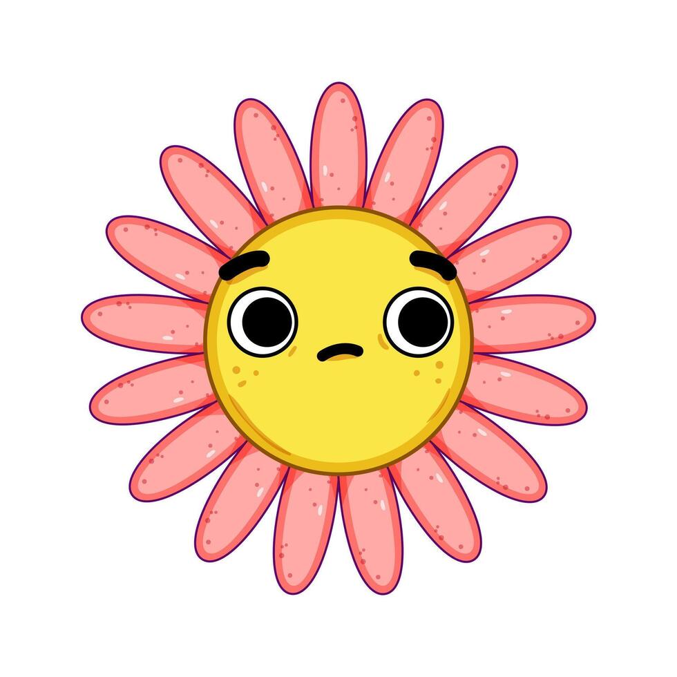 retro flower character cartoon illustration vector