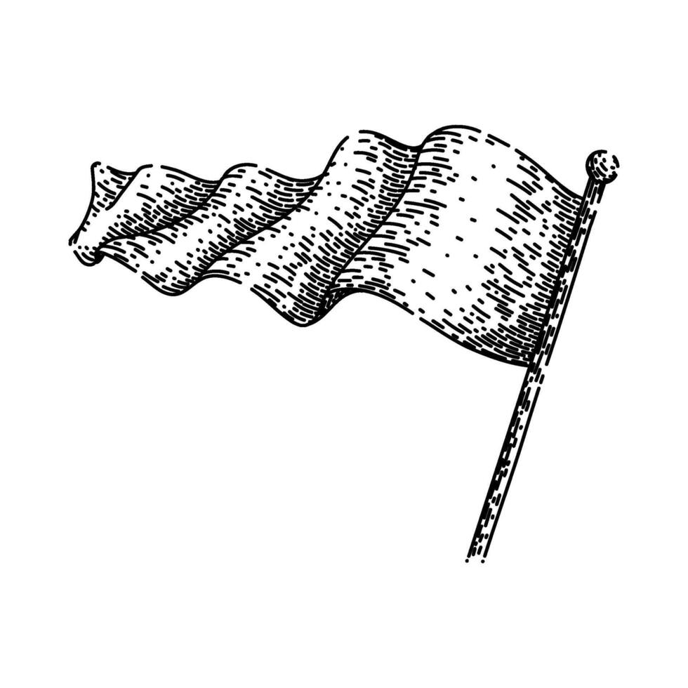 mockup flag waving sketch hand drawn vector