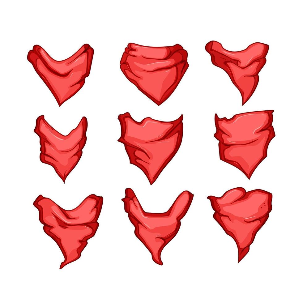 handkerchief wild west set cartoon illustration vector