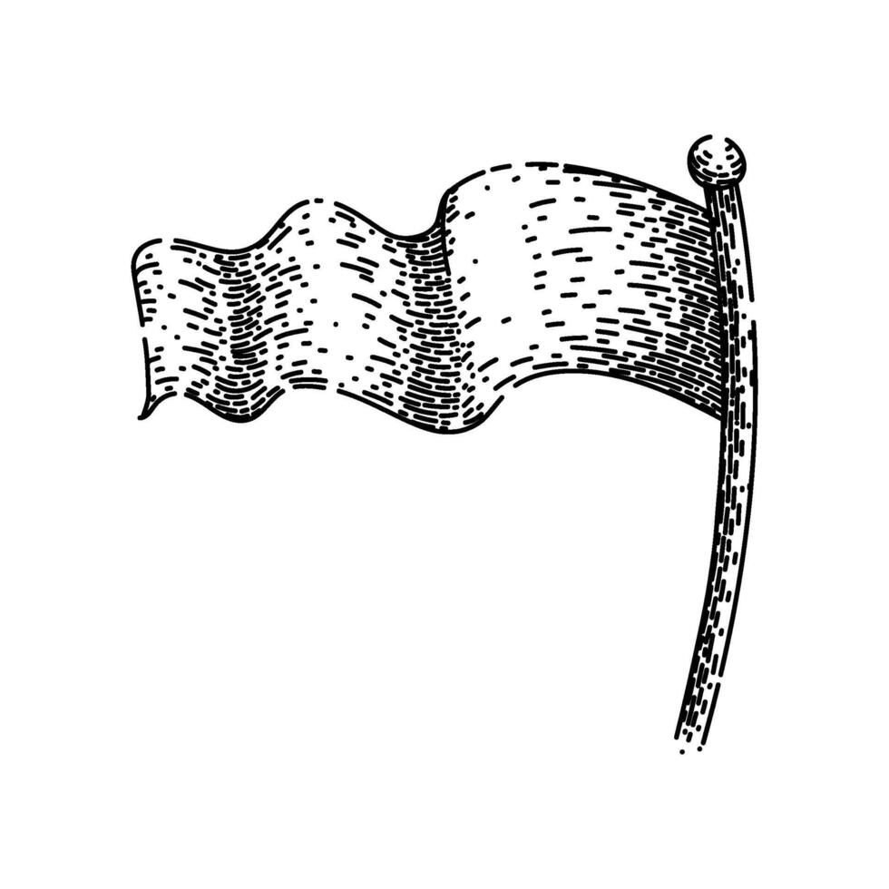 pole flag waving sketch hand drawn vector