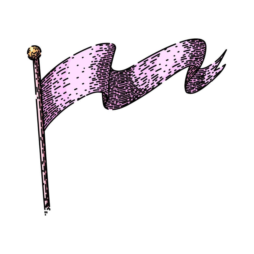pennant flag waving sketch hand drawn vector