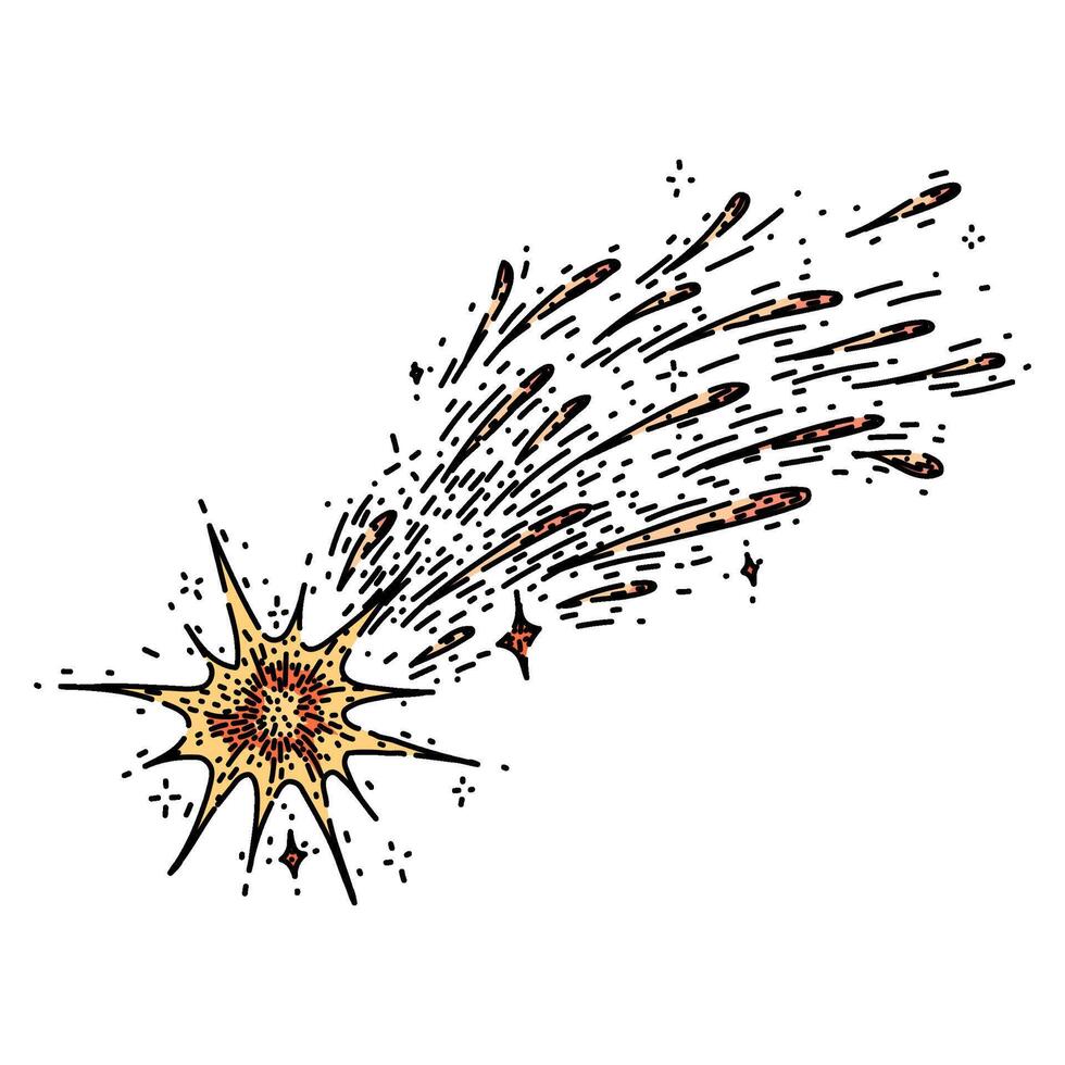 sky star fall sketch hand drawn vector