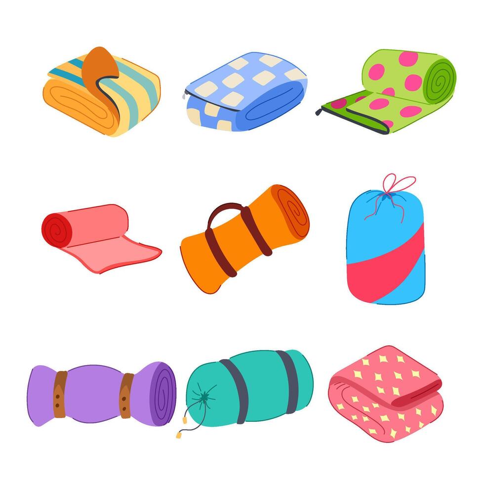 travel blanket set cartoon illustration 44795219 Vector Art at Vecteezy