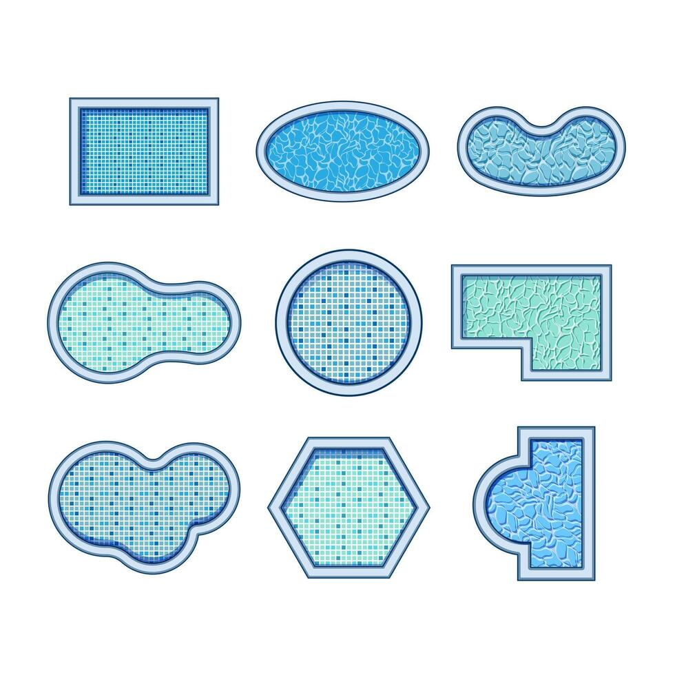 top view pool set cartoon illustration vector