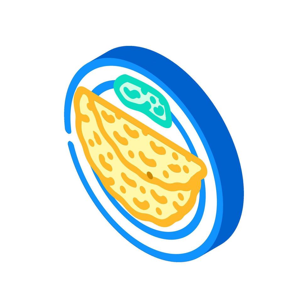 roti bread indian cuisine isometric icon illustration vector