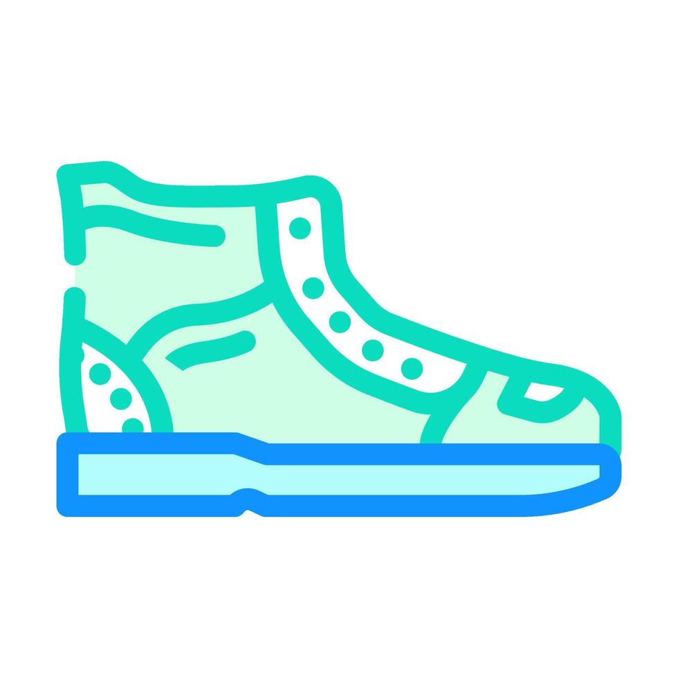 alto parte superior zapatillas ropa de calle paño Moda color icono ilustración vector