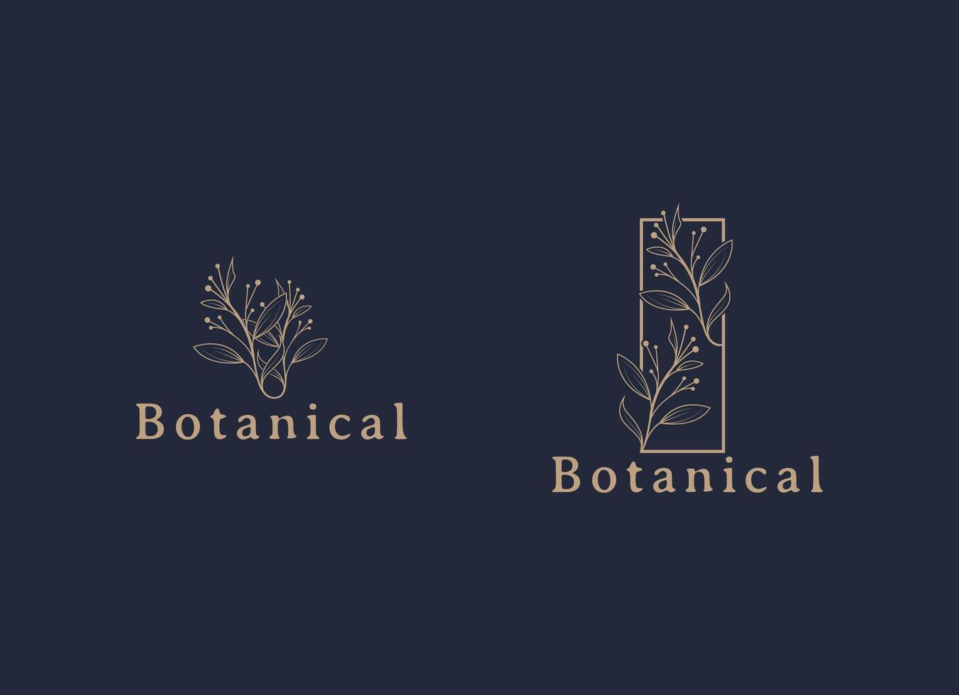 Hand Drawn Feminime Botanical Logo Template vector