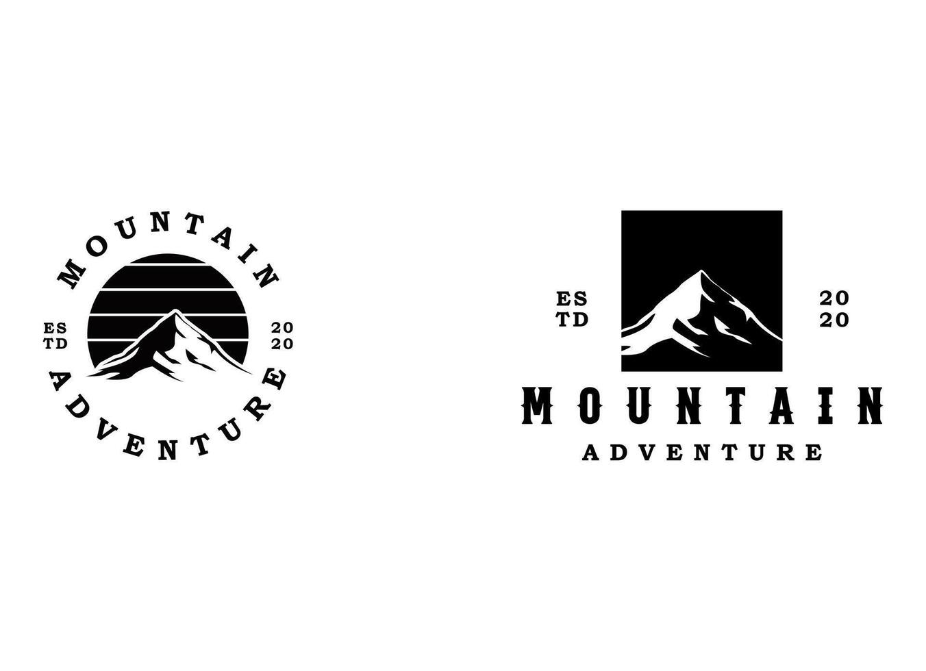 montaña logo gráfico diseño ilustración retro Clásico circulo Insignia emblema símbolo y icono vector