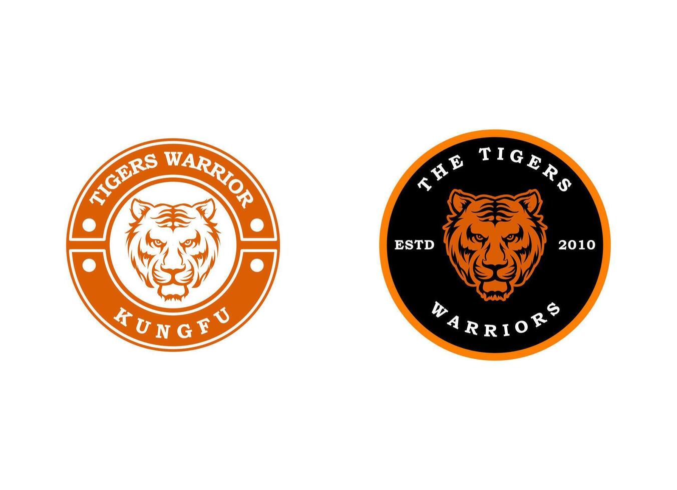 un Bengala Tigre cara cabeza con colmillos y kung fu chino letras para kungfu club marcial clan logo diseño vector