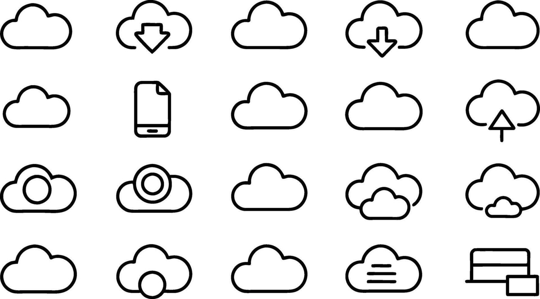 nube informática íconos colocar, ilustración vector
