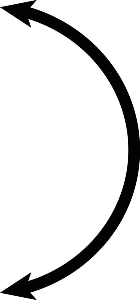 Semicircular curved thin long double ended arrow. Dual semi circle arrow. flat style. vector