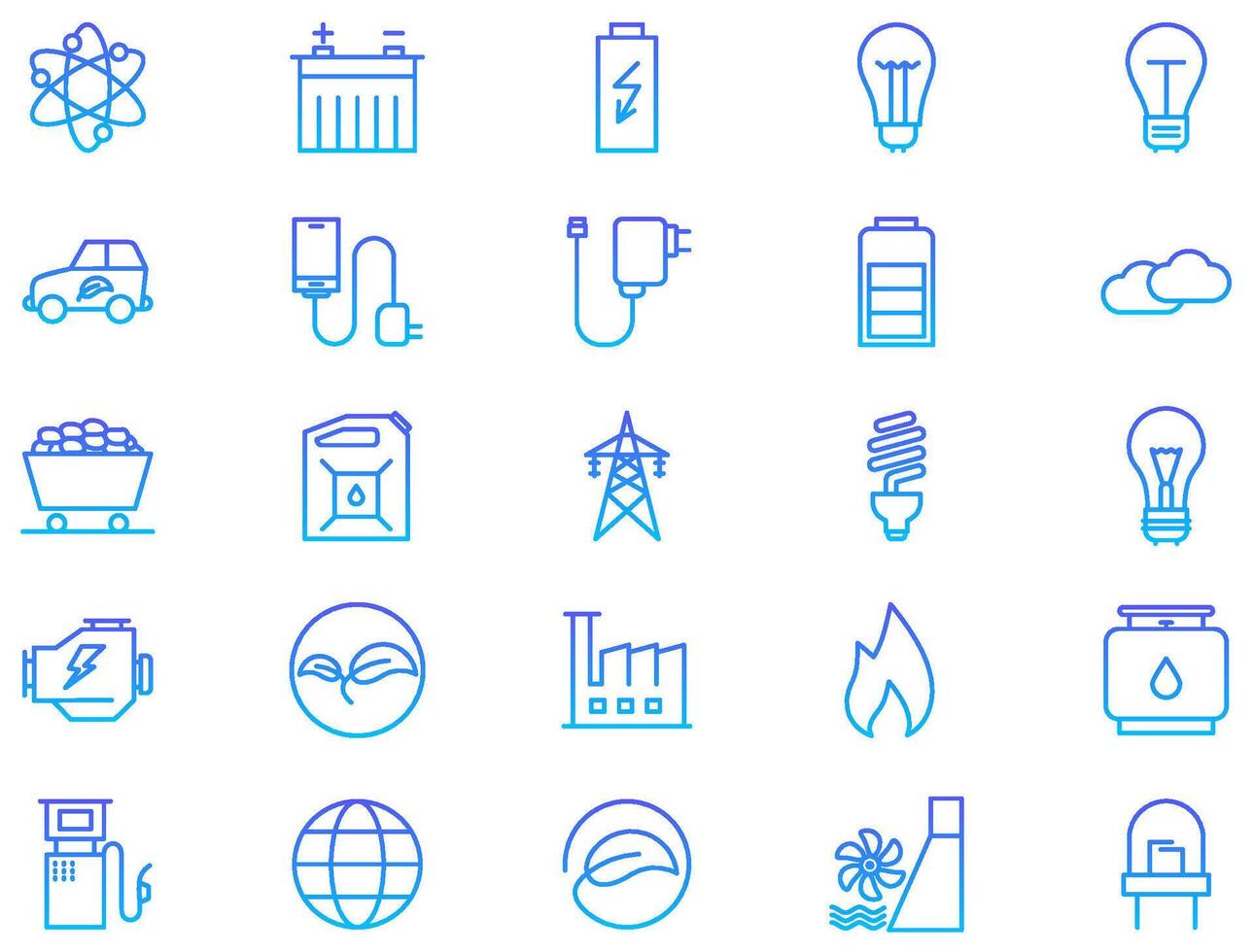 Energy Line Gradient Icon pictogram symbol visual illustration Set vector