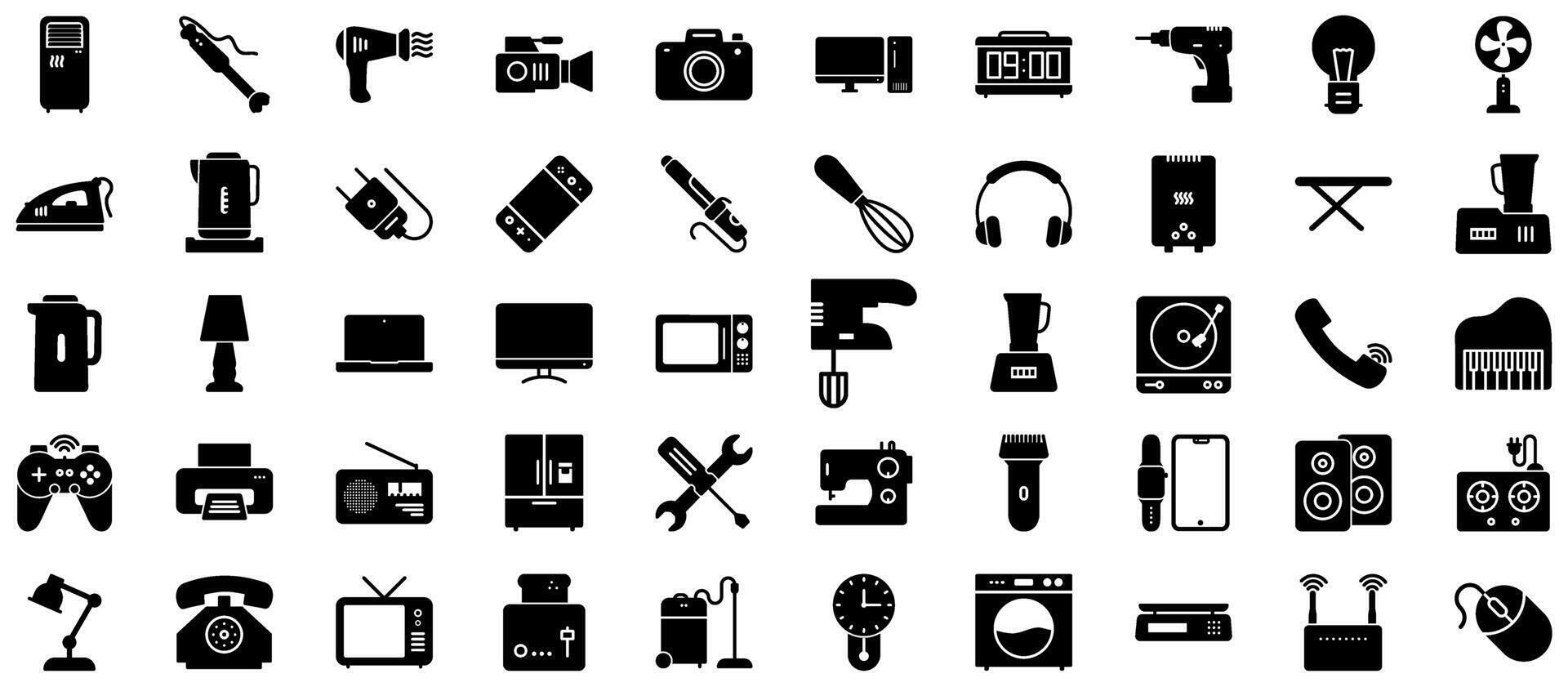 Electronics Glyph icon pictogram symbol visual illustration Set vector