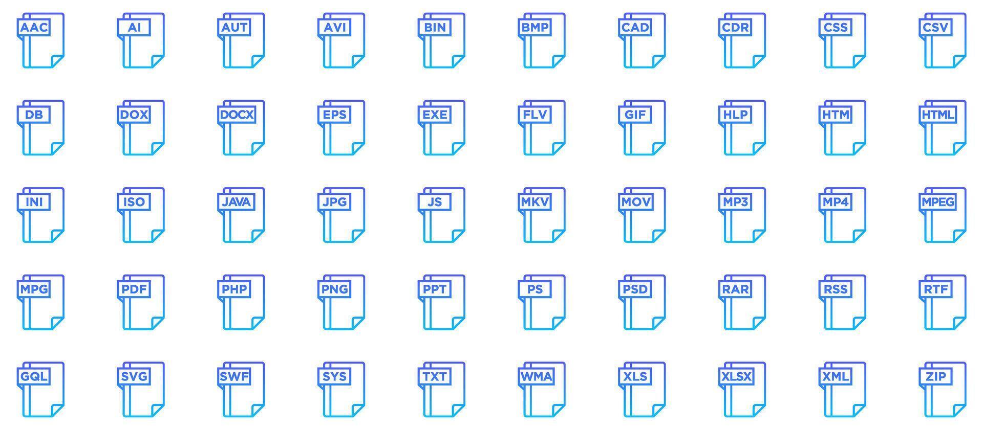 File Formats Line Gradient Icon pictogram symbol visual illustration Set vector