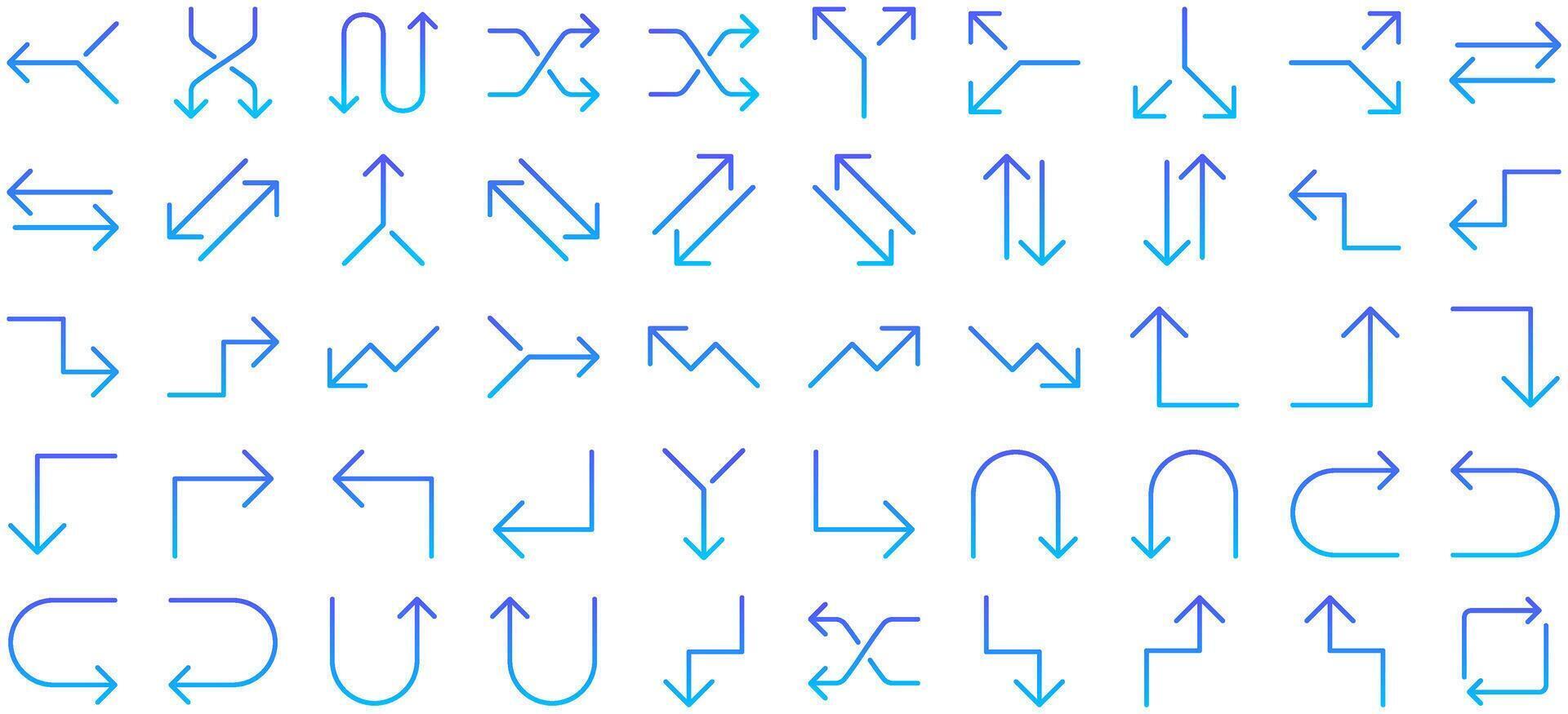 Arrow Line Gradient Icon pictogram symbol visual illustration Set vector