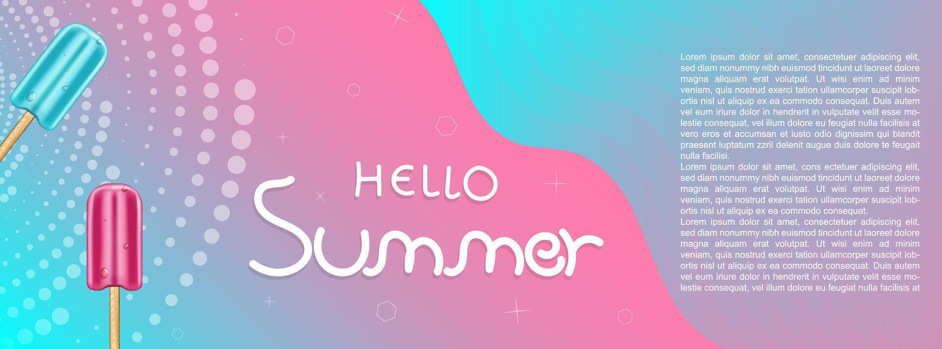 Hello summer abstract background, summer sale banner, poster design, illustration vector
