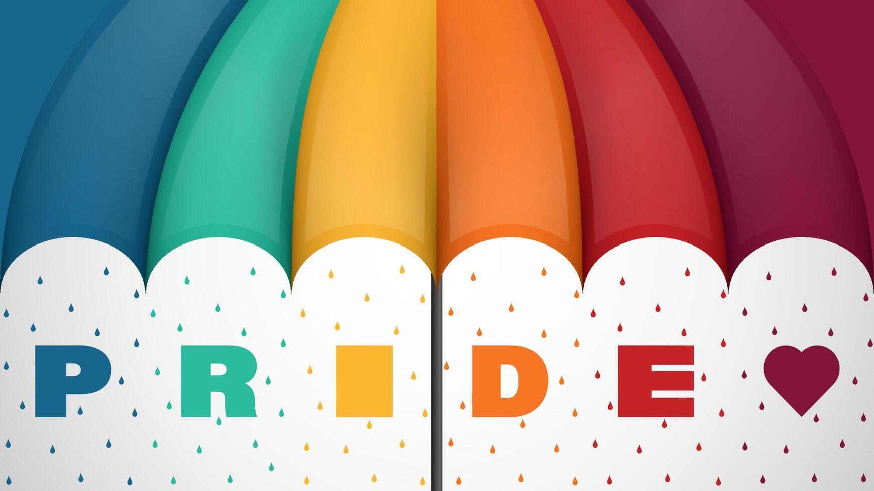 Pride background, umbrella in LGBT flag colours, illustration vector