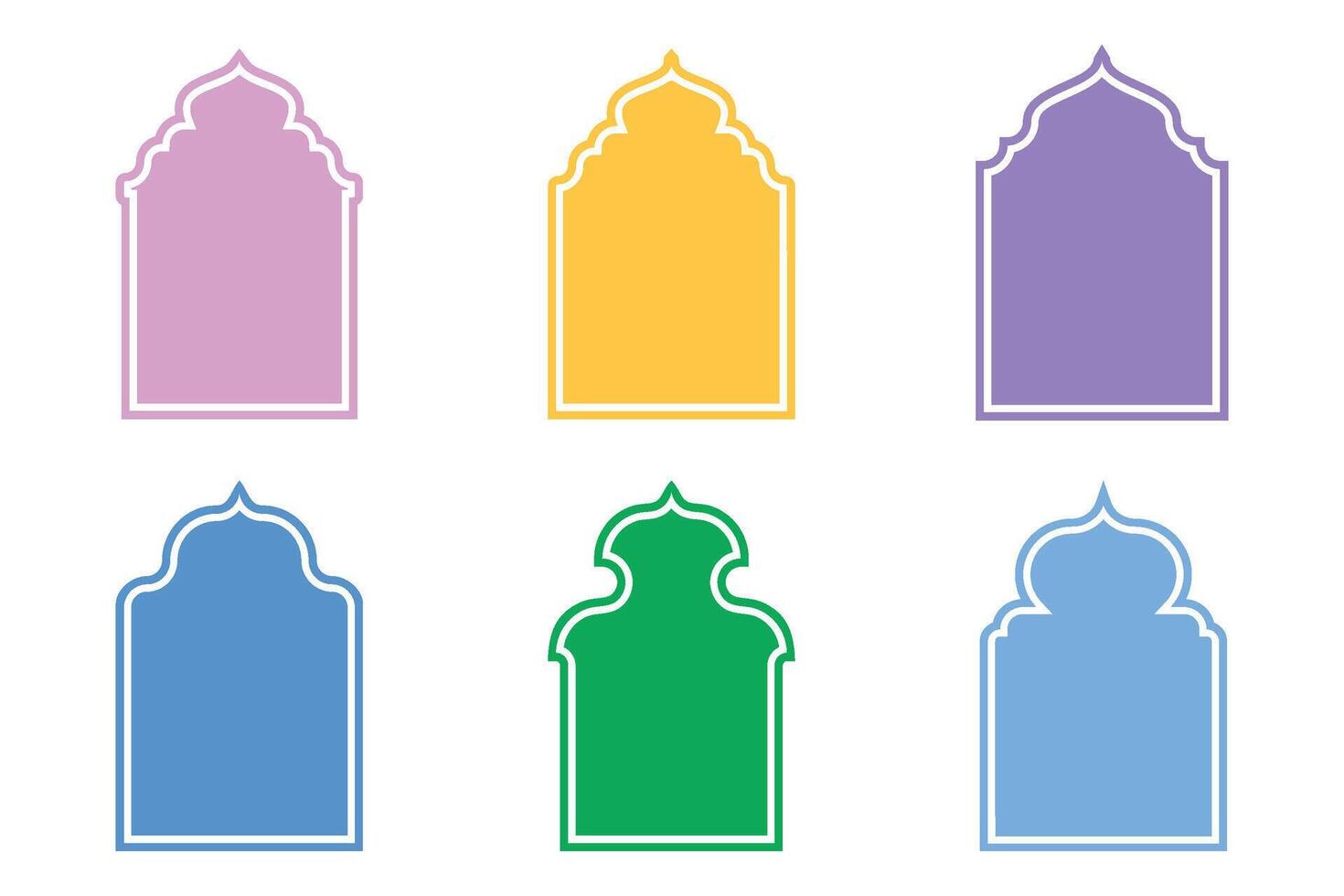 Islamic Arch Design Glyph with outline colerful Filled silhouettes Design pictogram symbol visual illustration vector