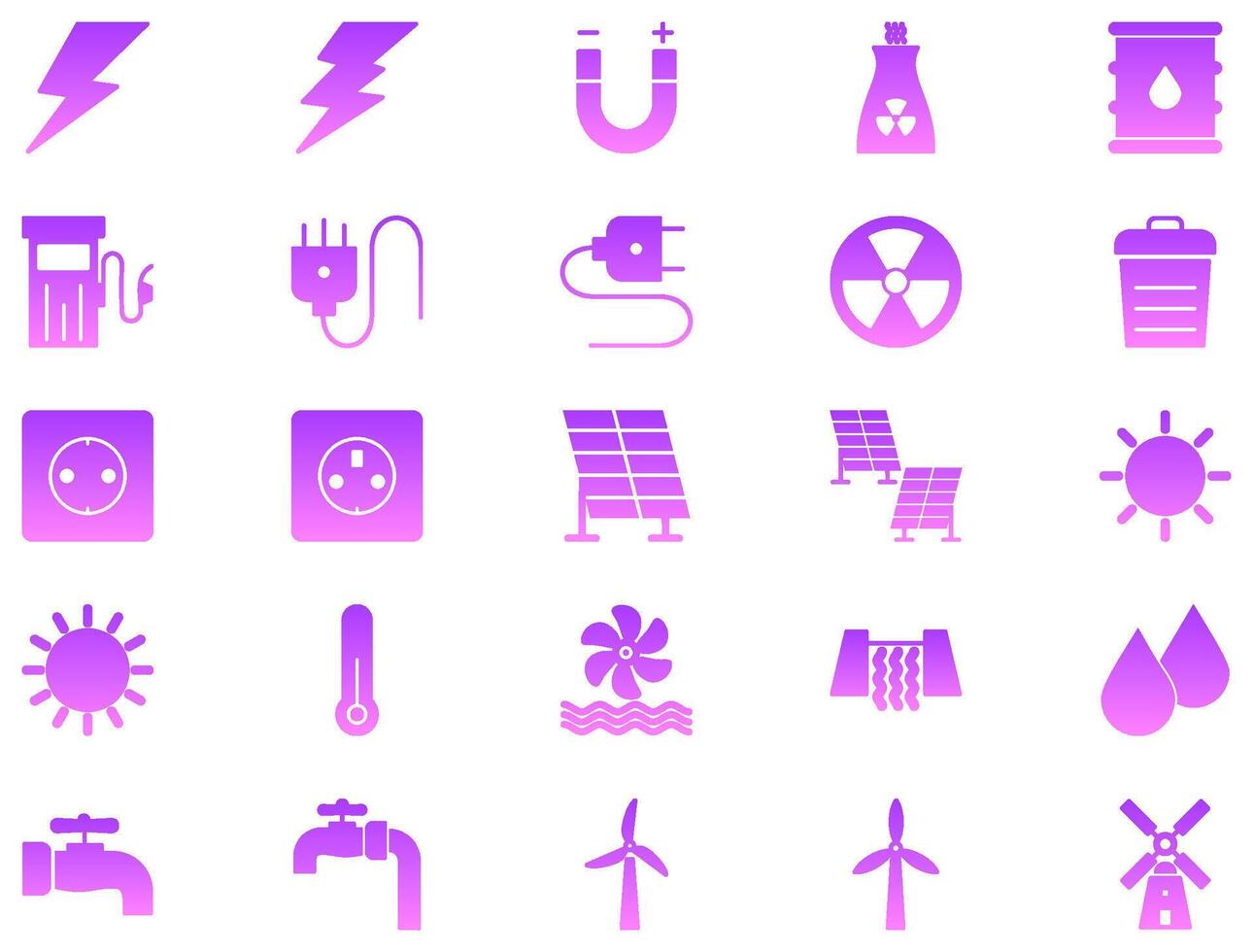 Energy Glyph Gradient Icon pictogram symbol visual illustration Set vector