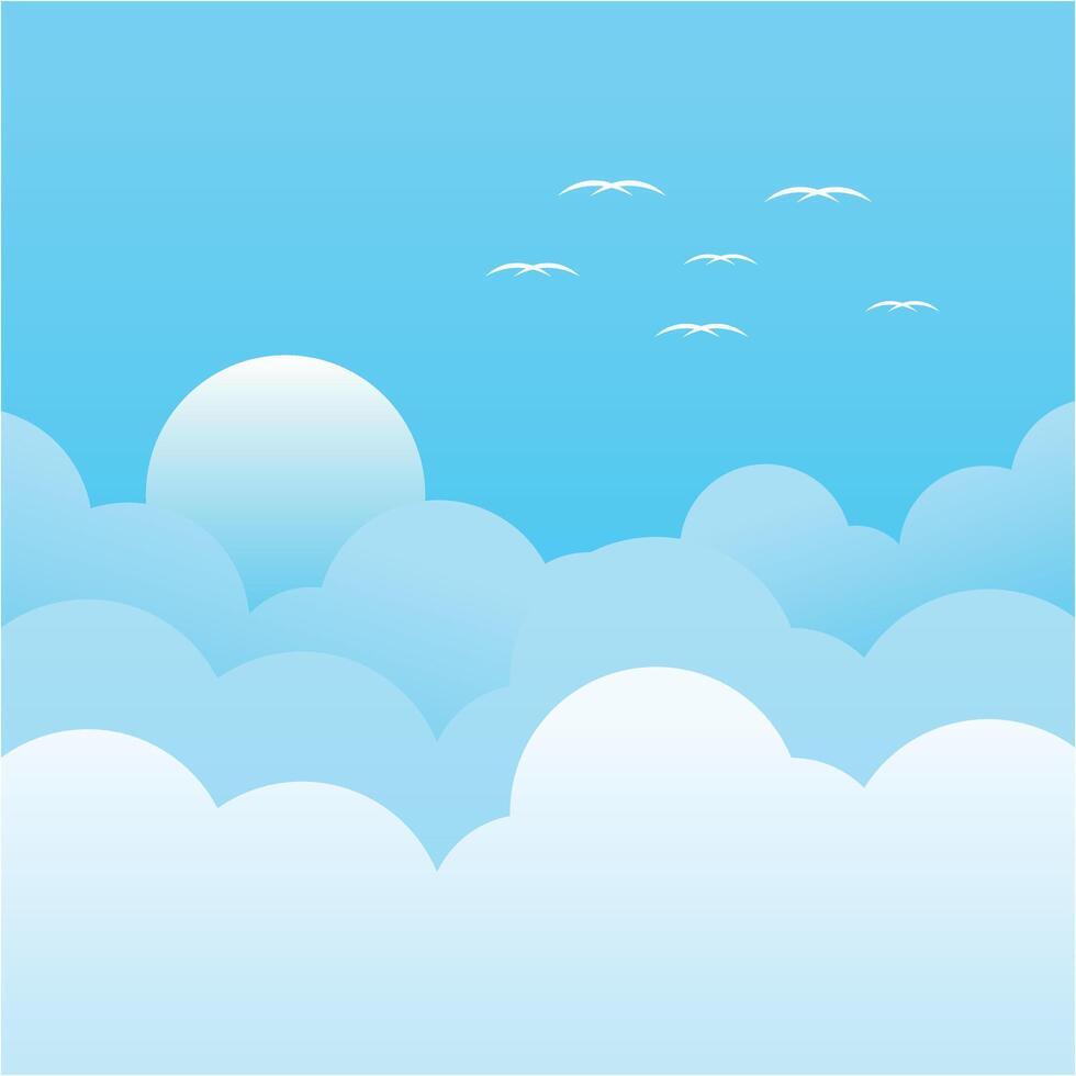 Cloudy sky background in flat design illustration vector