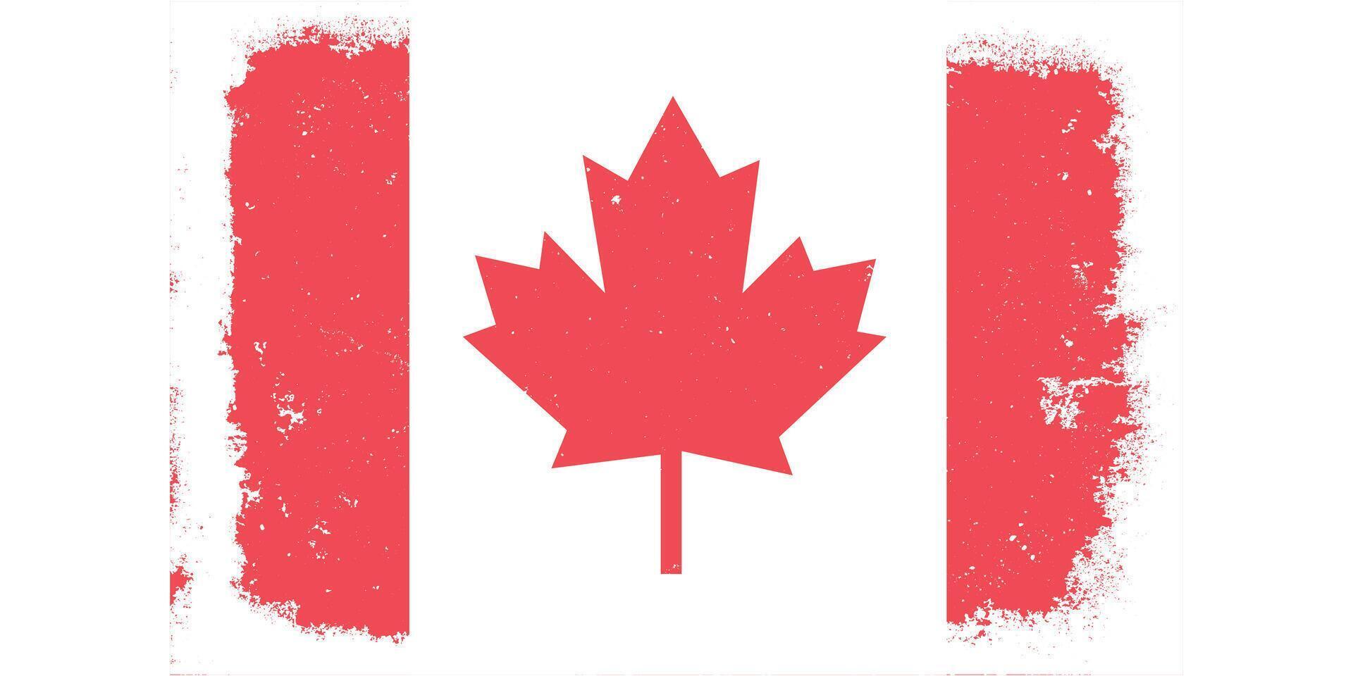 Vintage flat design grunge Canada flag background vector