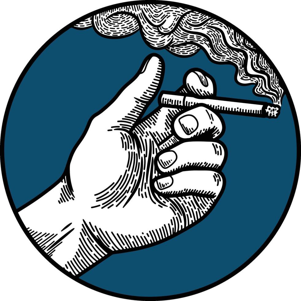 Smoking hand illustration vector