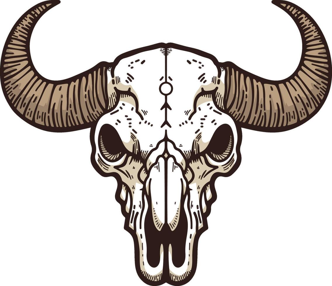 Bison skull illustration vector