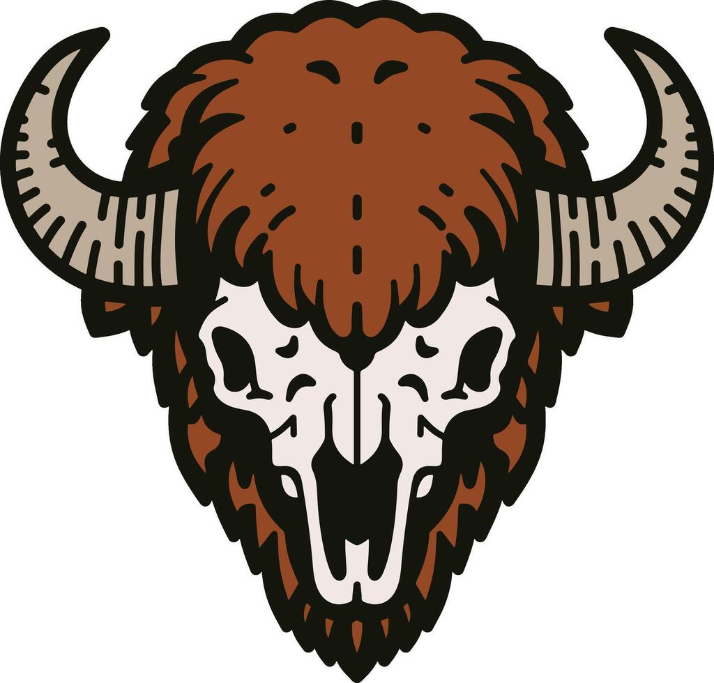 Bison skull illustration vector