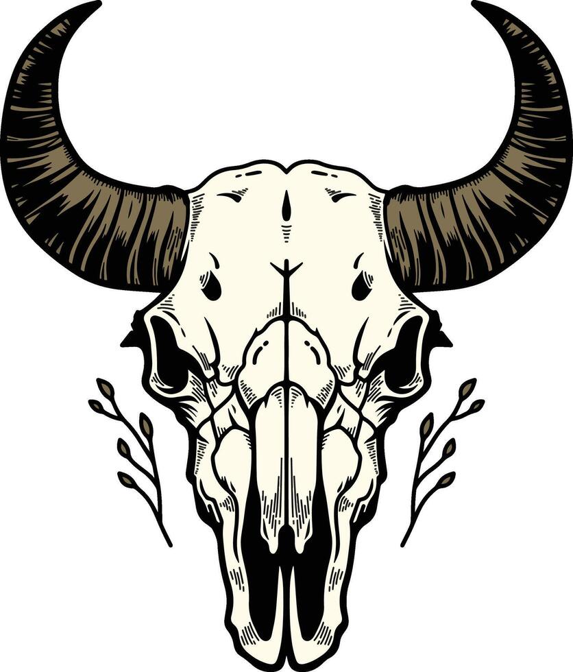 Bison skull illustration vector