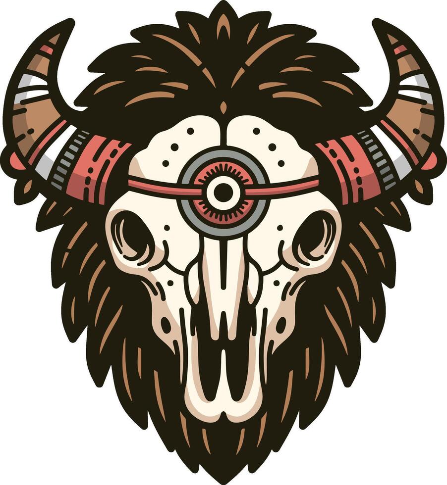 Bison skull illustration vector