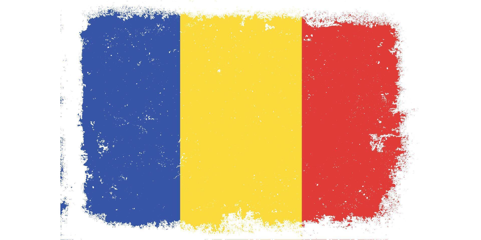 Flat design grunge Romania flag background vector