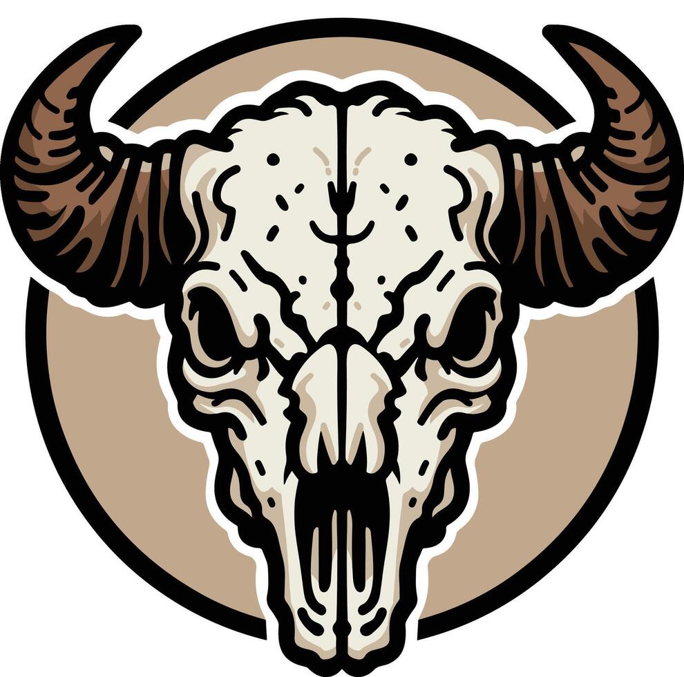 Bison skull illustration vector