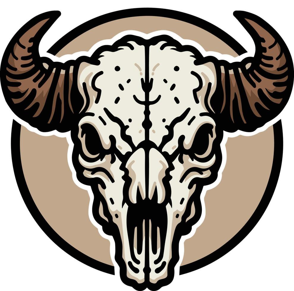 Bison skull illustration vector