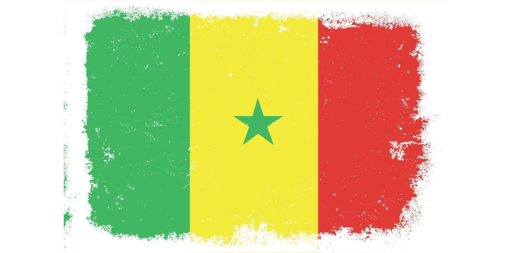 Flat design grunge Senegal flag background vector