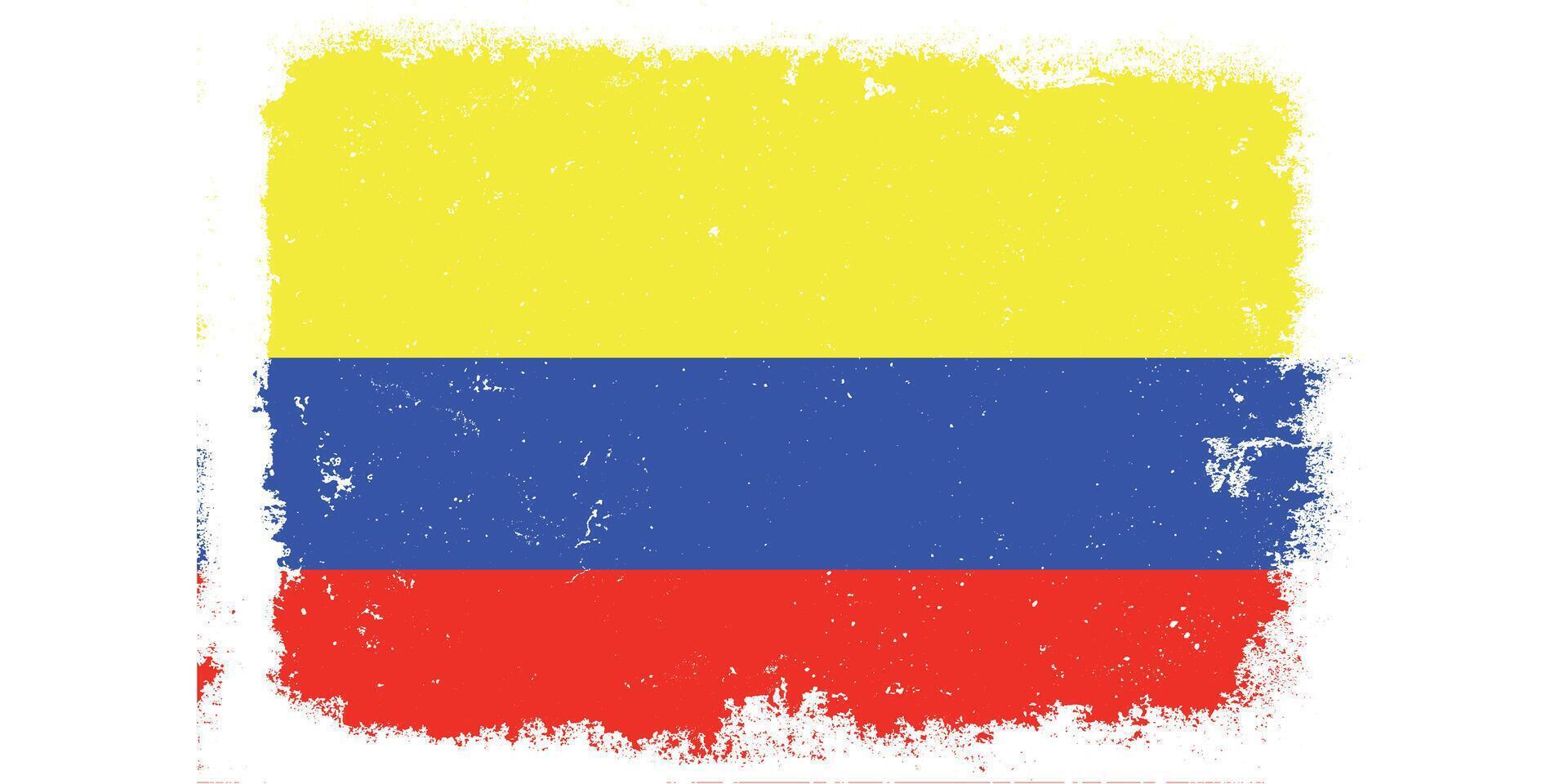 Flat design grunge Colombia flag background vector