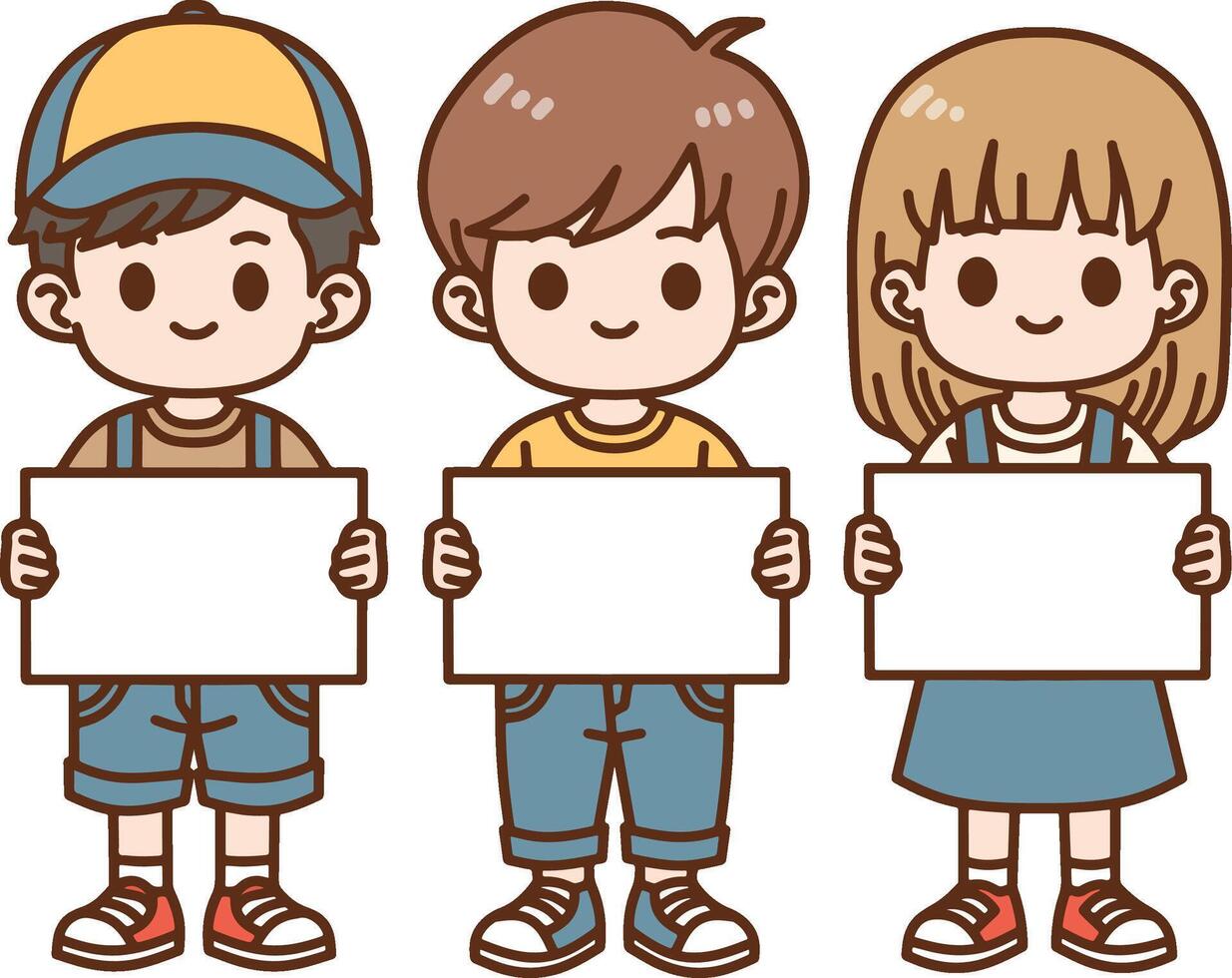 Cartoon kids holding blank sign vector