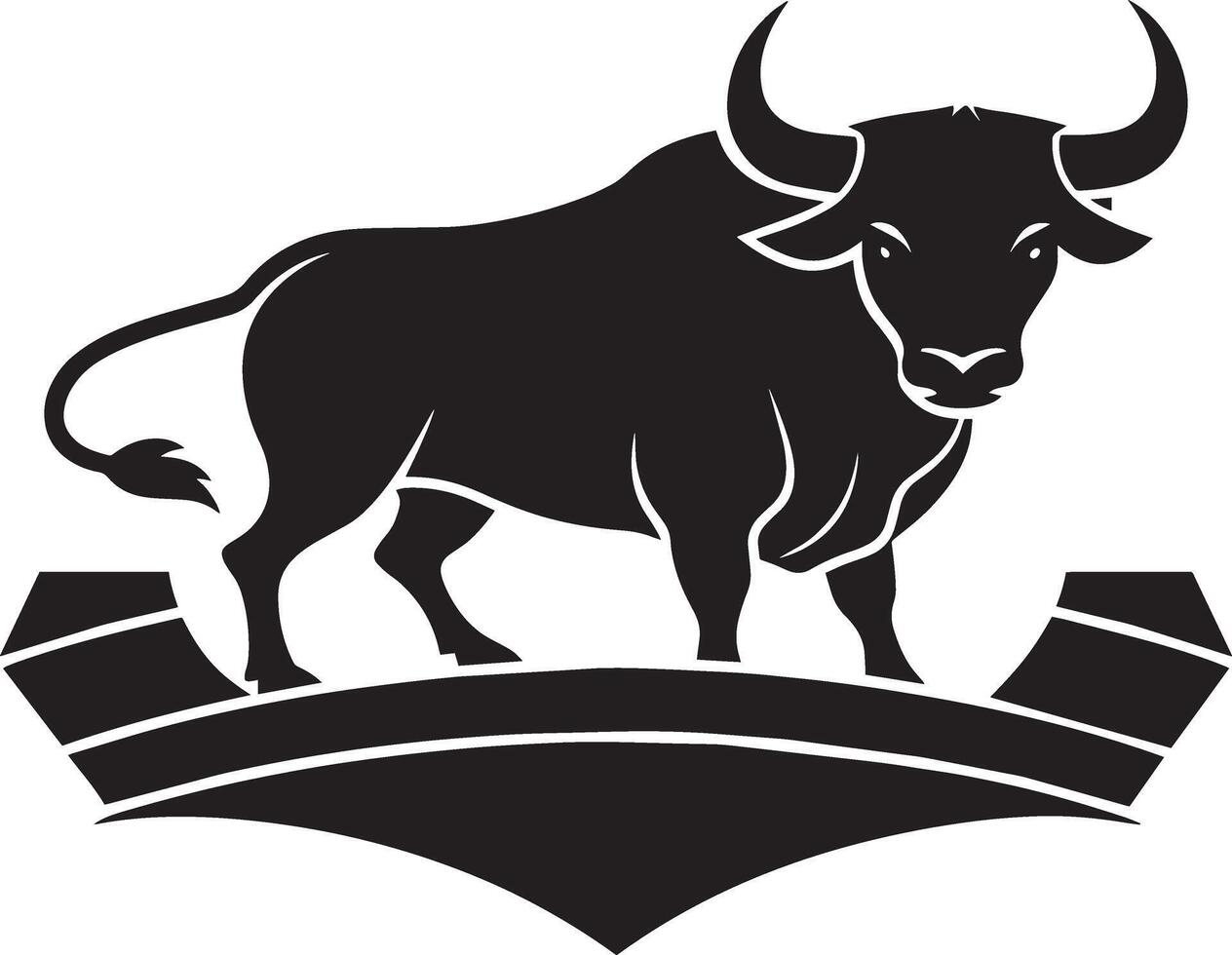 Bull icon isolated on white background. Black and white illustration. vector