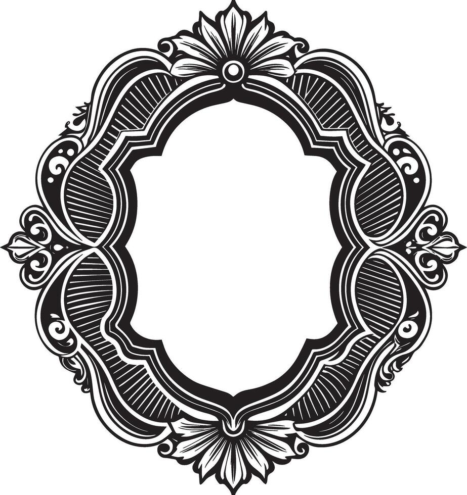 ilustración de floral marco con negro y blanco contorno en blanco antecedentes vector