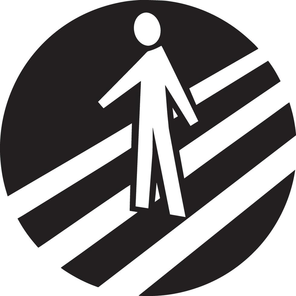 Conceptual illustration showing a person crossing a crosswalk with a tunnel in the background vector