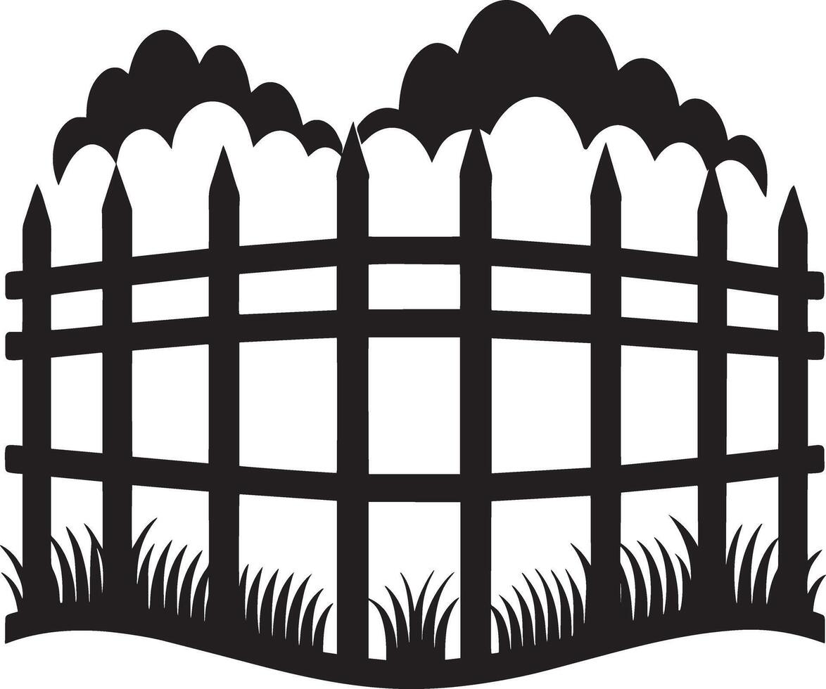 Black silhouette of a fence on a white background. illustration. vector