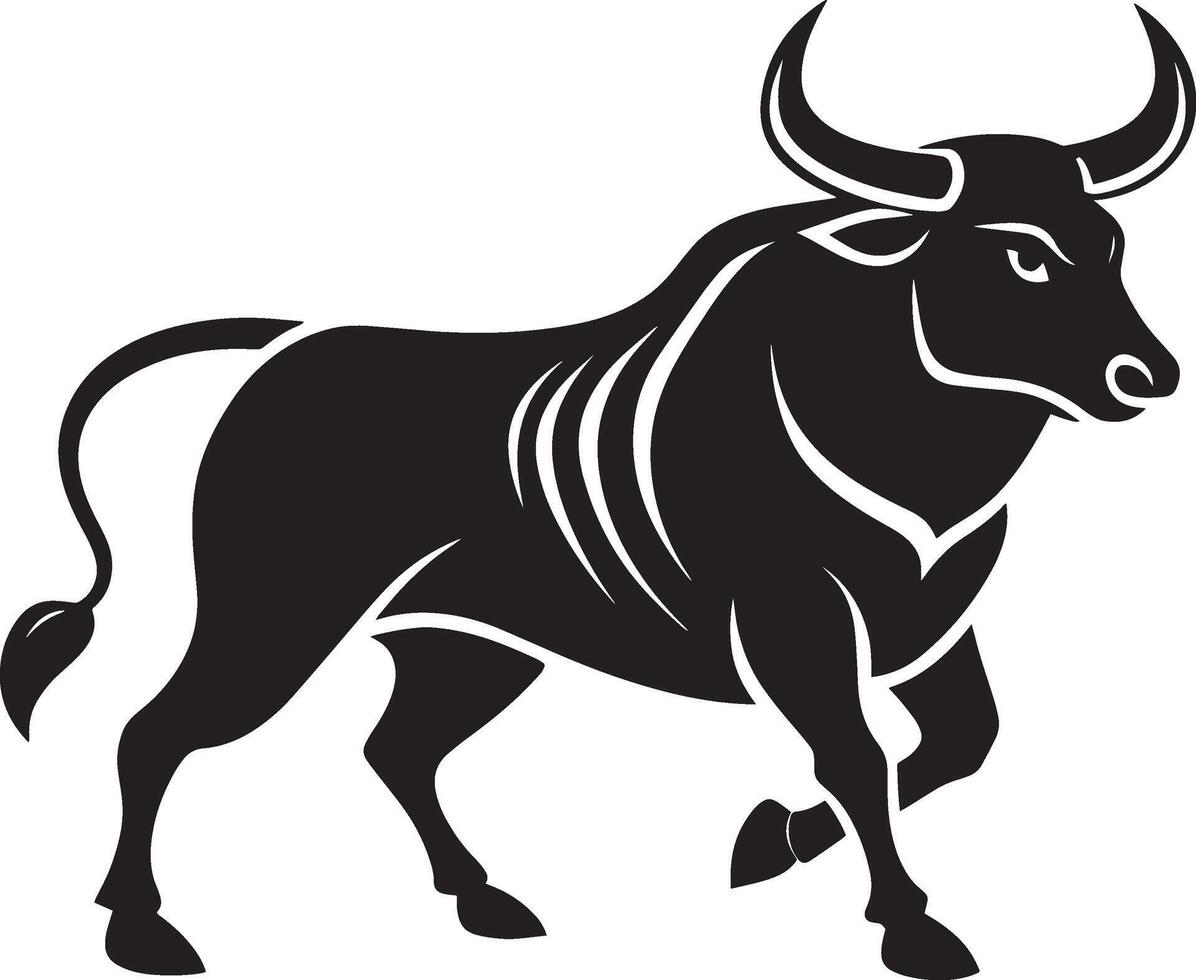 toro icono aislado en blanco antecedentes. negro y blanco ilustración. vector