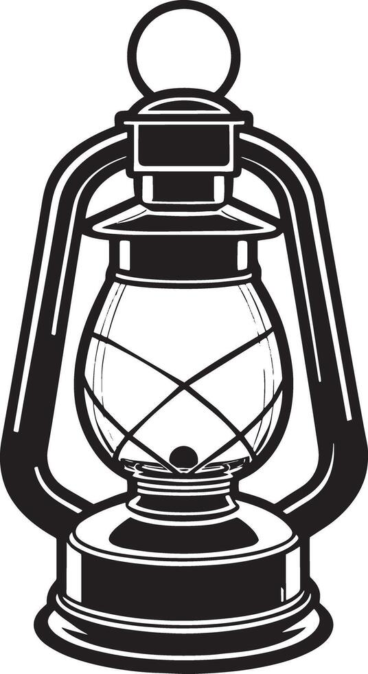 Lantern. Black and white illustration vector