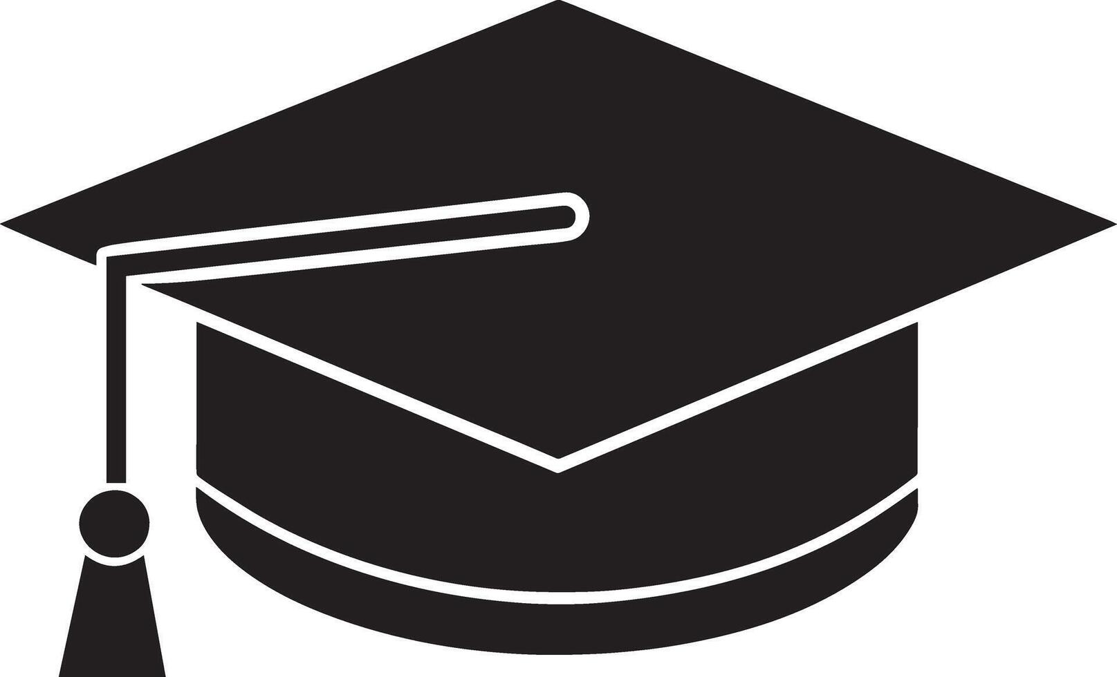 Graduation Cap icon. Flat black symbol. isolated on a white background. vector
