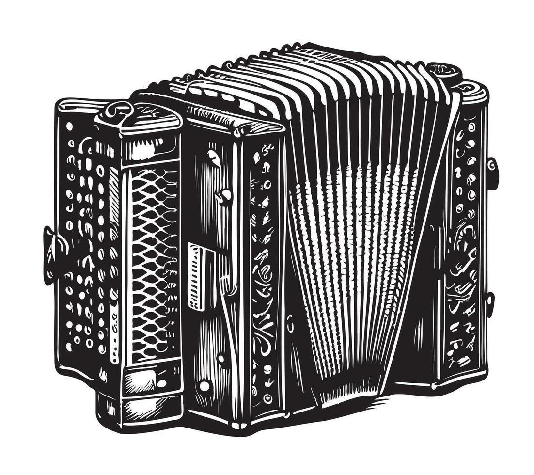German accordion music sketch hand drawn sketch illustration vector