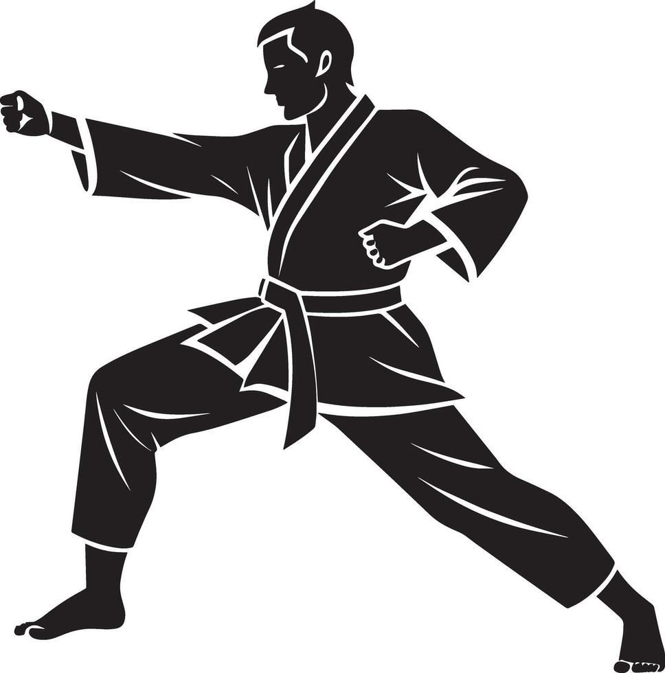 kárate combatiente icono en blanco antecedentes. ilustración. negro y blanco. vector