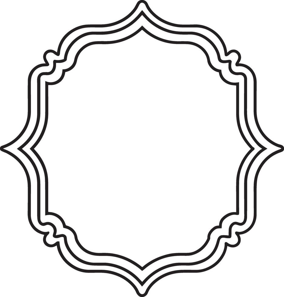 Oval border frame deco label. Simple line signboard vector