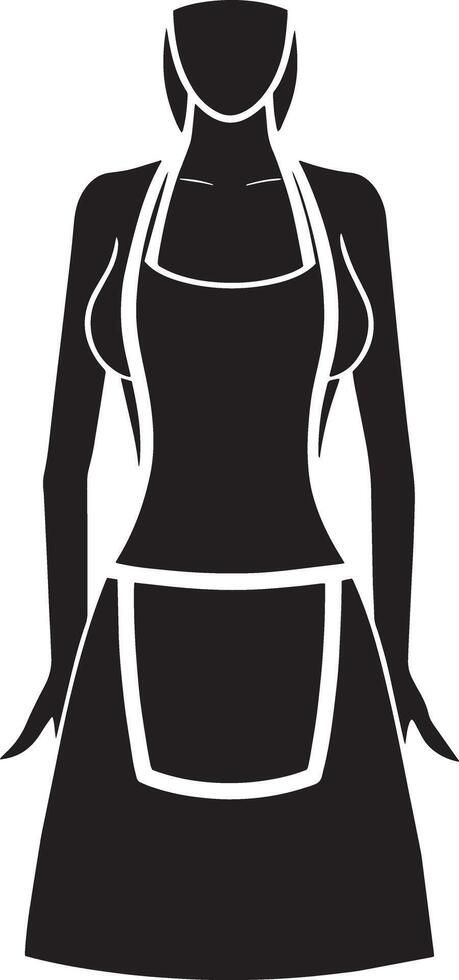 minimal female apron icon silhouette vector