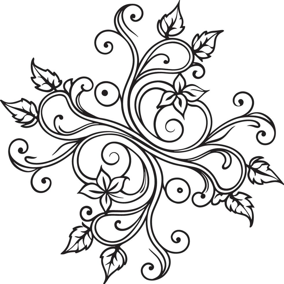 Decorative floral element with swirls. illustration vector