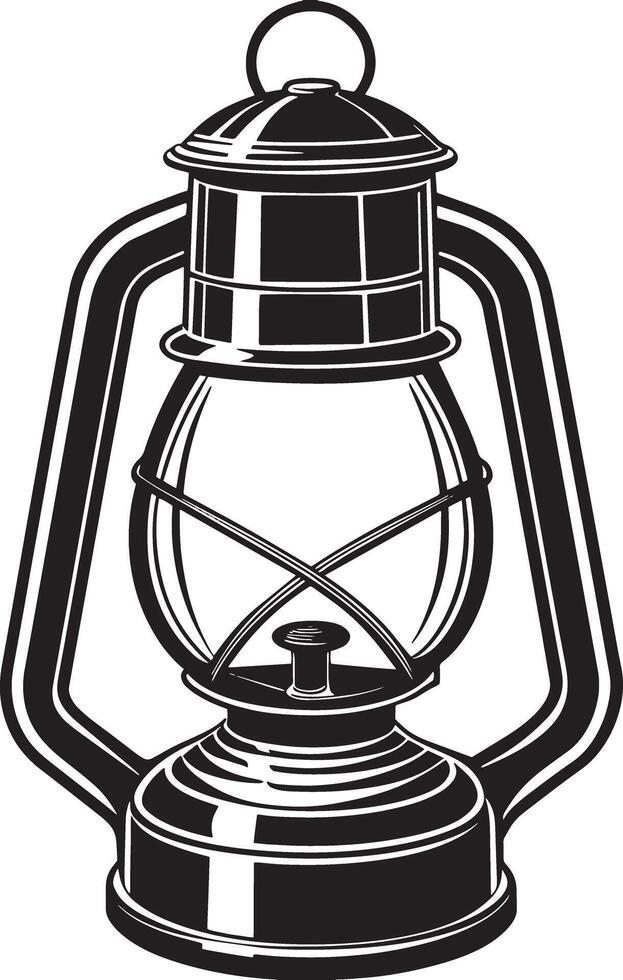Lantern. Black and white illustration vector