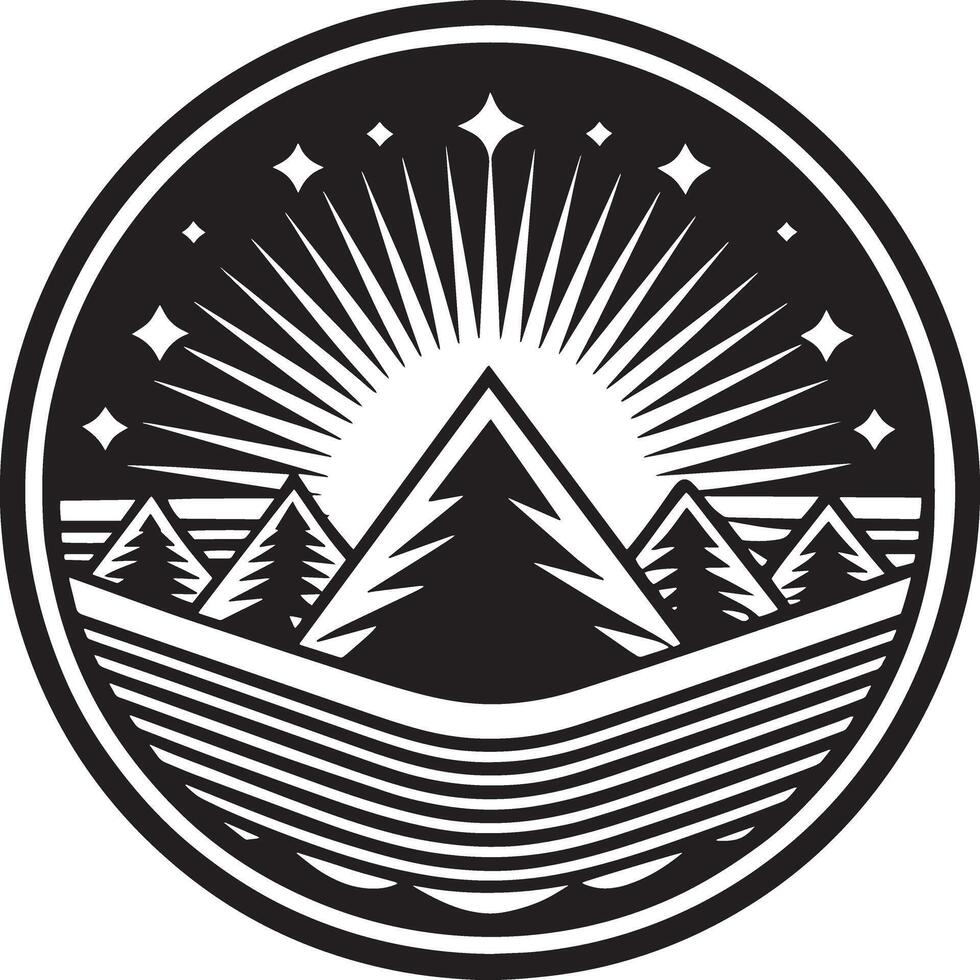Mountain icon. illustration of a mountain in the shape of a circle. vector